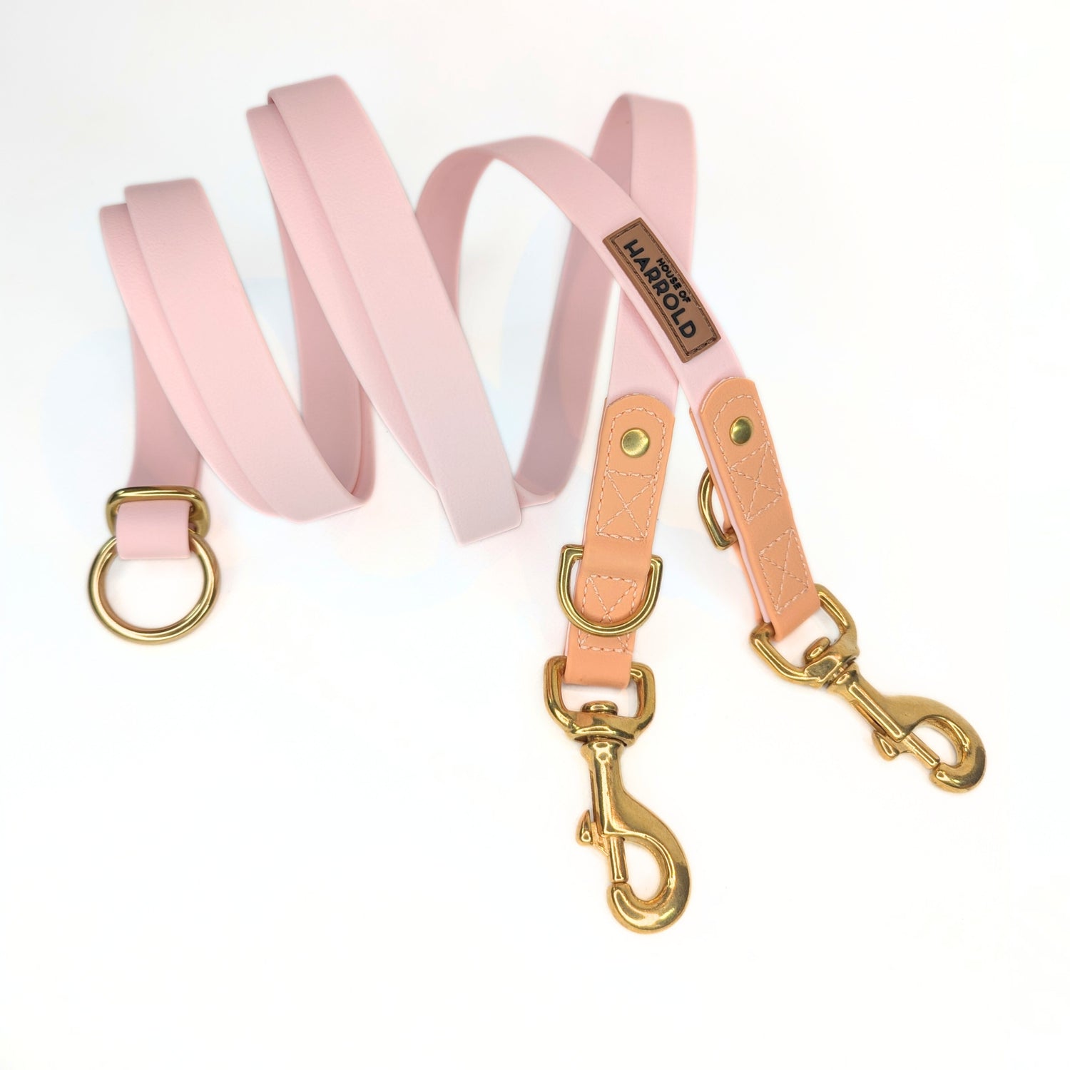 BayBond Adjustable Multi-Way Leash - Pink in gallery 1, high quality material, brass hardware, anti-pull technology by House of Harrold