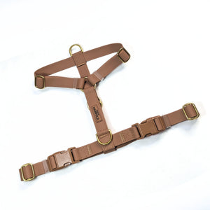 LoomLite No-Pull Waterproof Harness - Brown with brass hardware, anti-pull technology, and premium material by House of Harrold